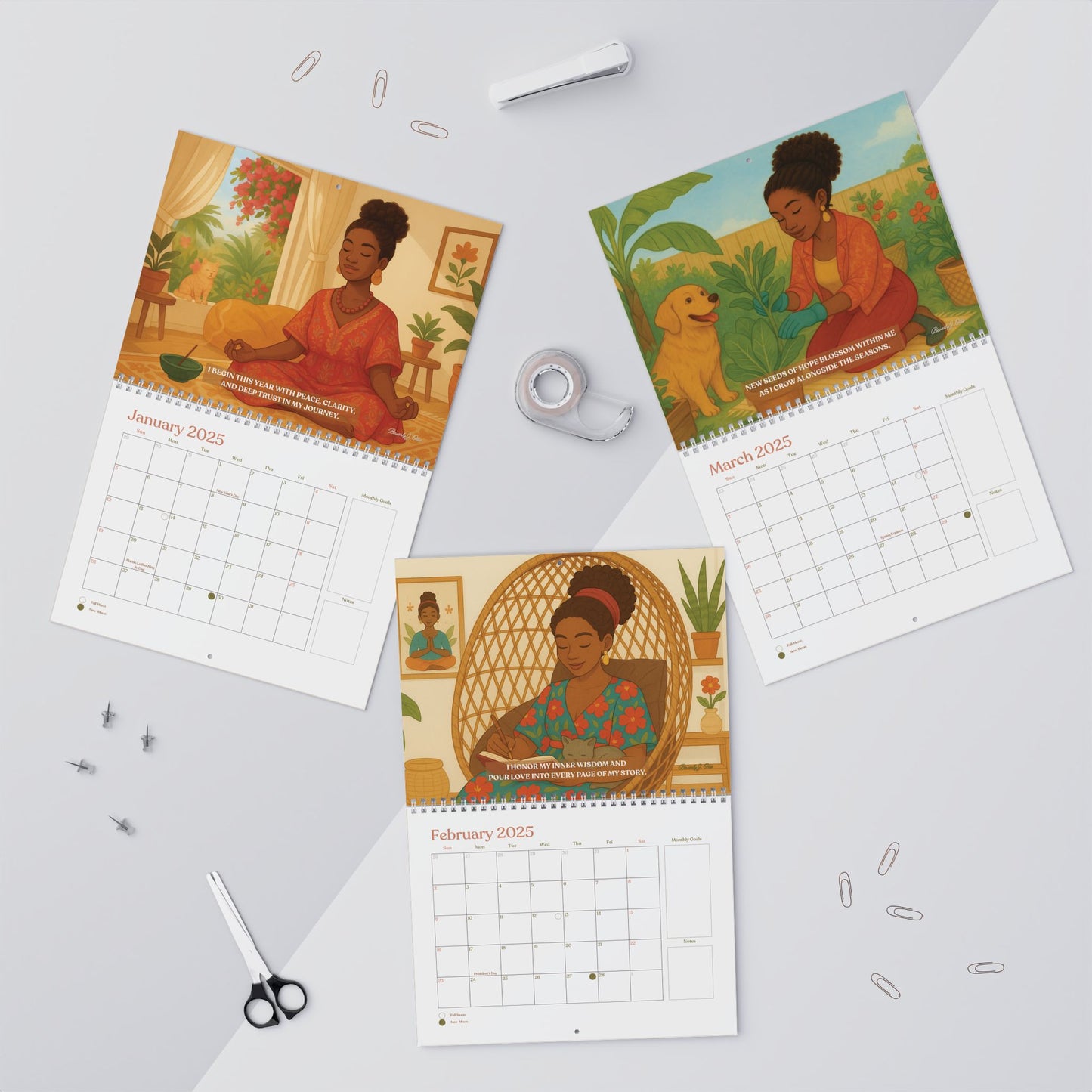 Sweet Synchronicity 2025 Cozy Wall Calendar - Mindfulness & Inspirational Affirmations