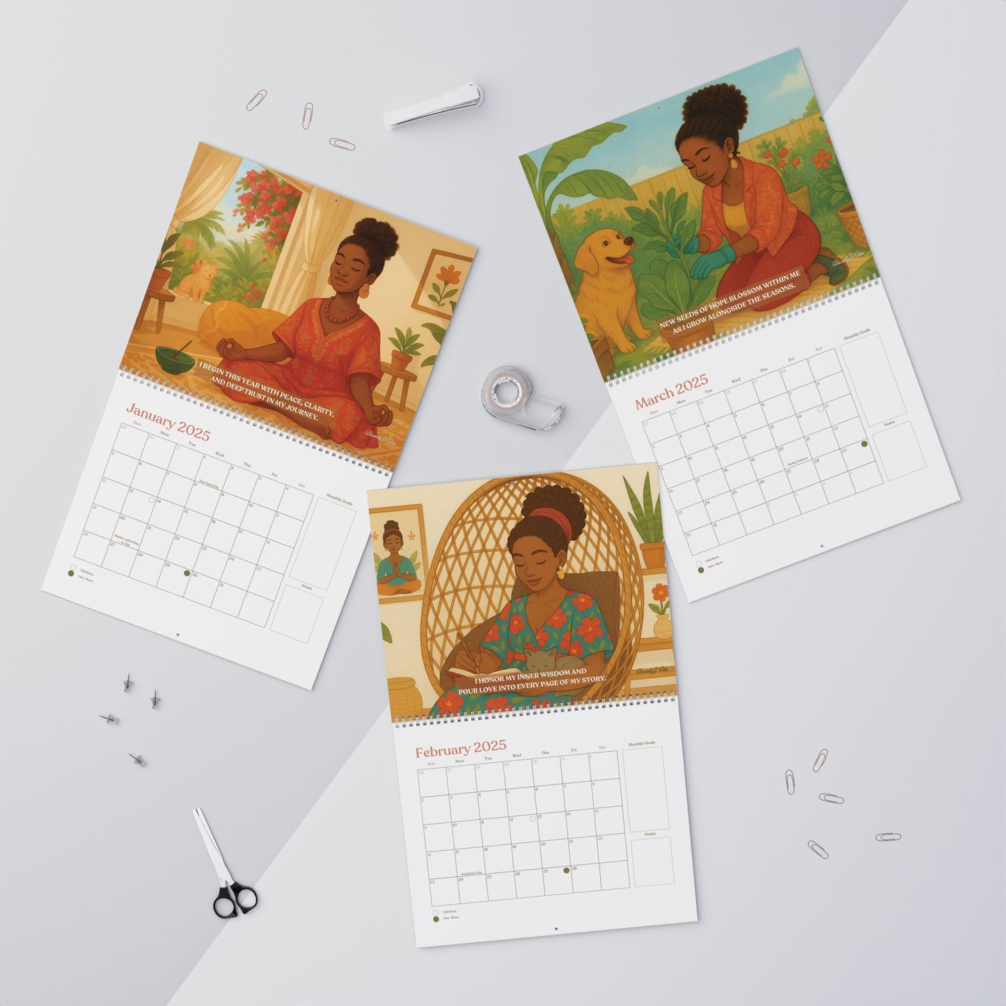 Sweet Synchronicity 2025 Cozy Wall Calendar - Mindfulness & Inspirational Affirmations
