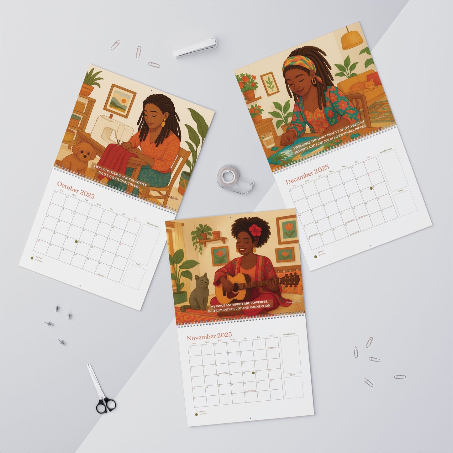 Sweet Synchronicity 2025 Cozy Wall Calendar - Mindfulness & Inspirational Affirmations